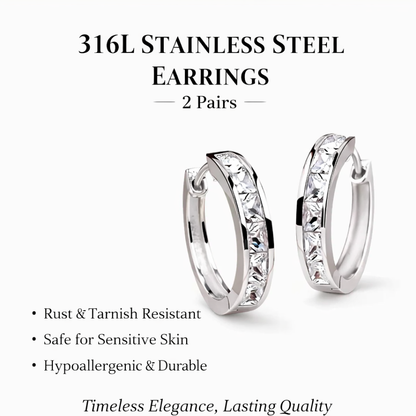 Elegant stainless steel hoop earrings 4 pcs