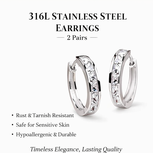 Elegant stainless steel hoop earrings 4 pcs